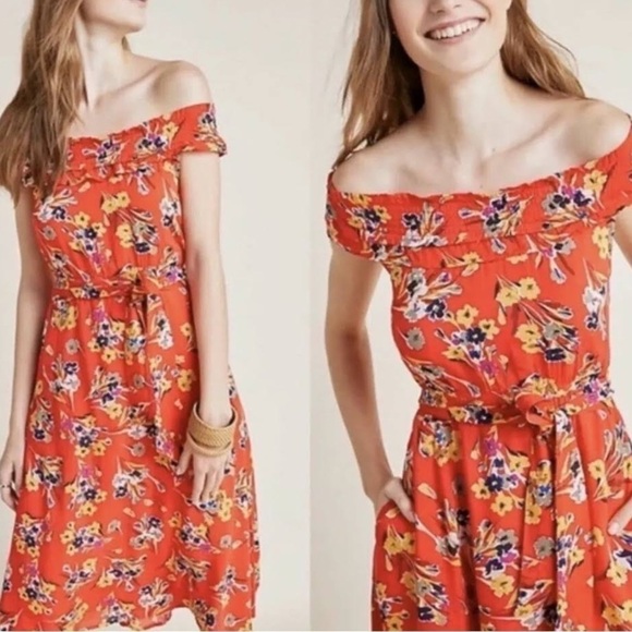 NWT Conversations by Anthropologie Colloquial Off The Shoulder Floral Midi Dress - Picture 2 of 14